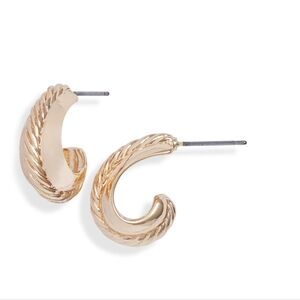 Nordstrom Gold-Tone Textured Metal Huggie Hoop Earrings